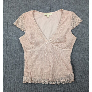 Thirty Thirty Babydoll Top Womens Small Lace Coquette Y2K Pink Feminine Girly 90